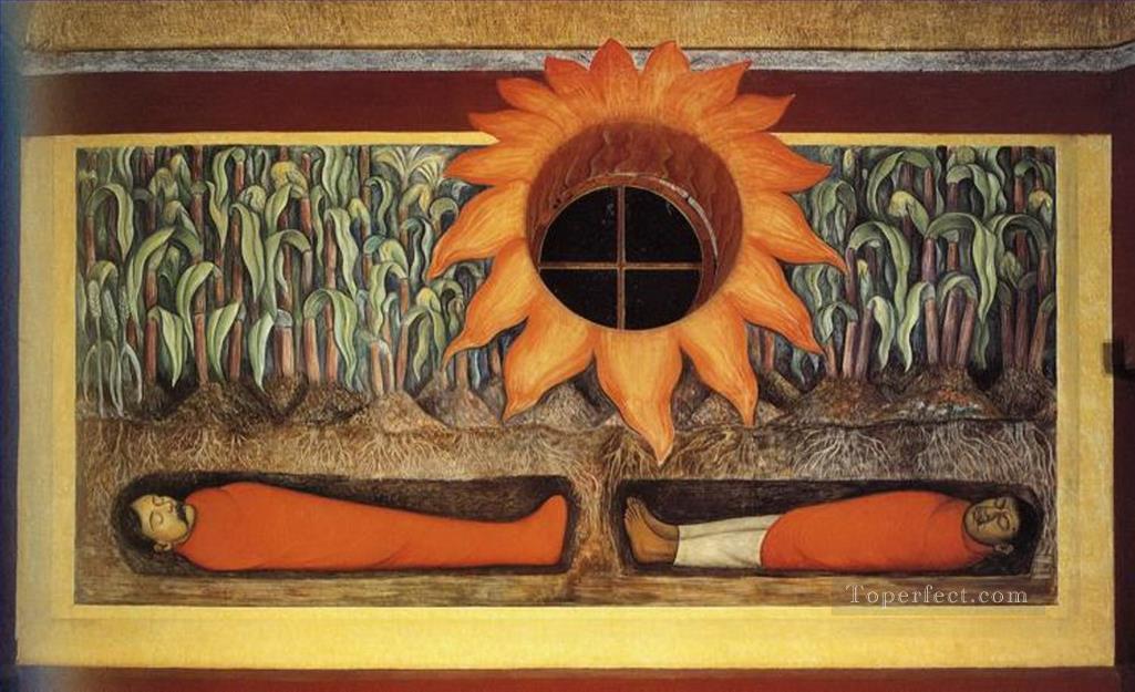 地球を肥沃にする革命の血 殉教者たち 1927年 ディエゴ・リベラ油絵